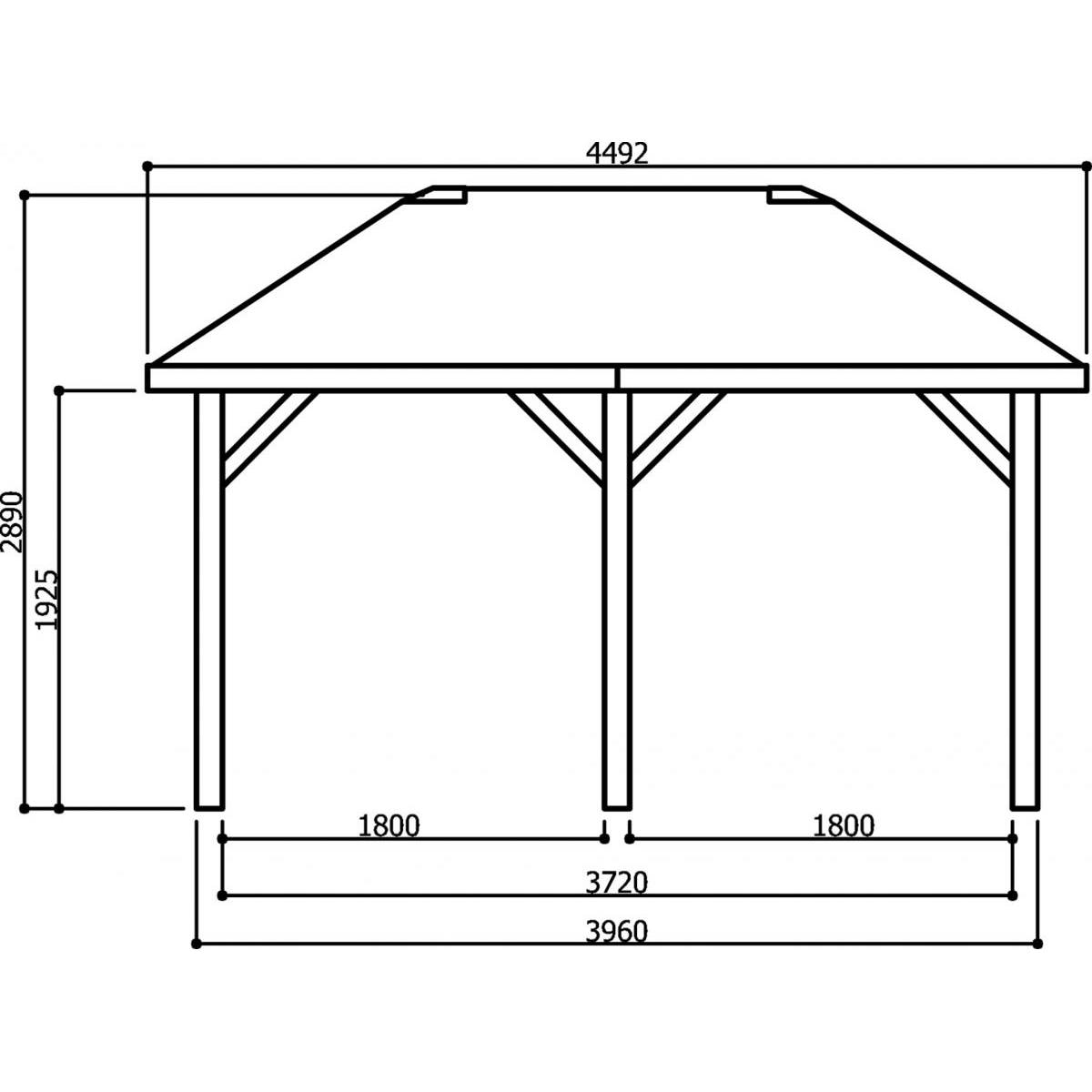 Kiosque en Bois SOLID - Abri de Jardin Maisonnette Chalet 449x347 cm - Image 3
