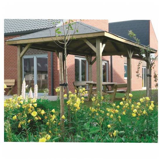 Kiosque en Bois SOLID - Abri de Jardin Maisonnette Chalet 449x347 cm - Image 1