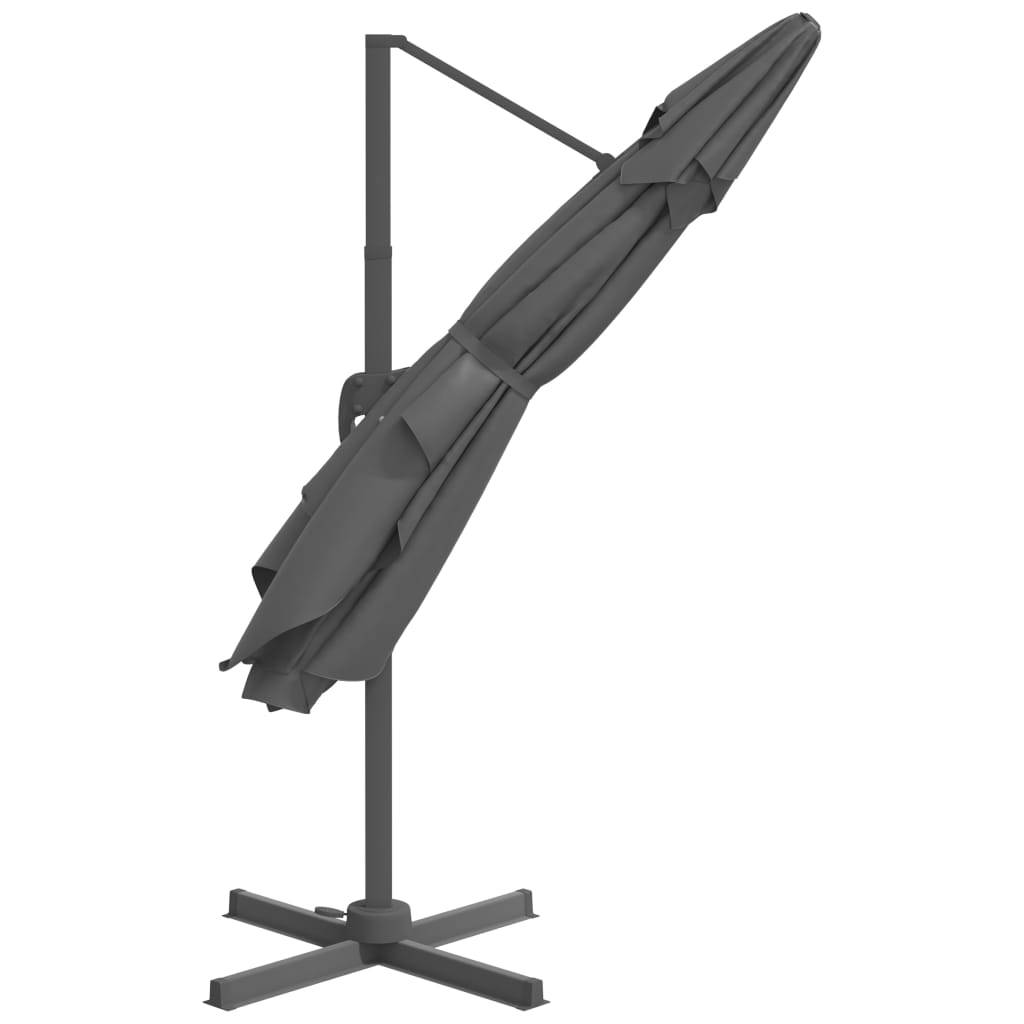 Helloshop26 - Parasol meuble de jardin déporté avec mât en aluminium 300 x 300 cm anthracite - Image 4