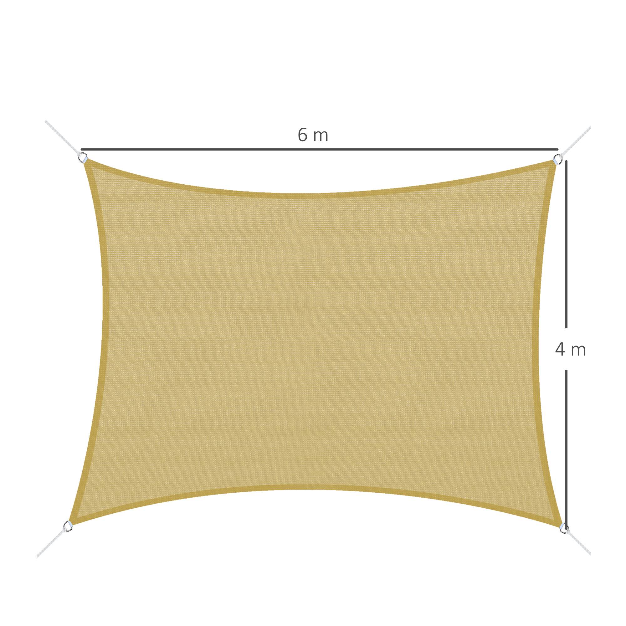 Voile d'ombrage - Voile solaire rectangulaire 6x4m HDPE beige fr585 - Image 5