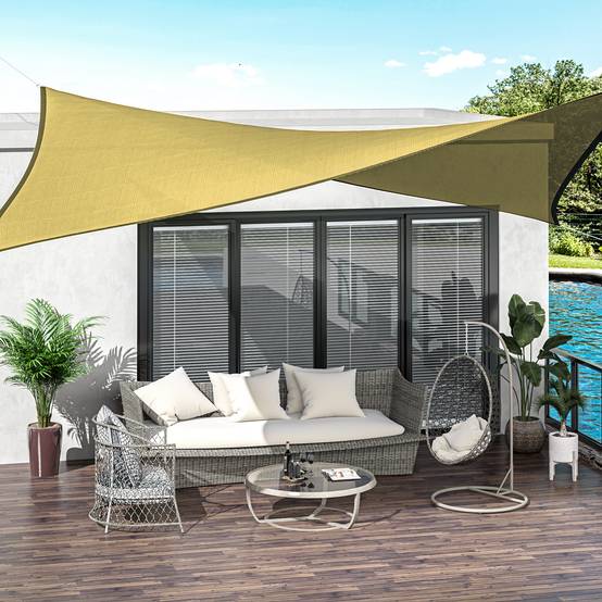 Voile d'ombrage - Voile solaire rectangulaire 6x4m HDPE beige fr585 - Image 3