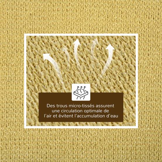 Voile d'ombrage - Voile solaire rectangulaire 6x4m HDPE beige fr585 - Image 6
