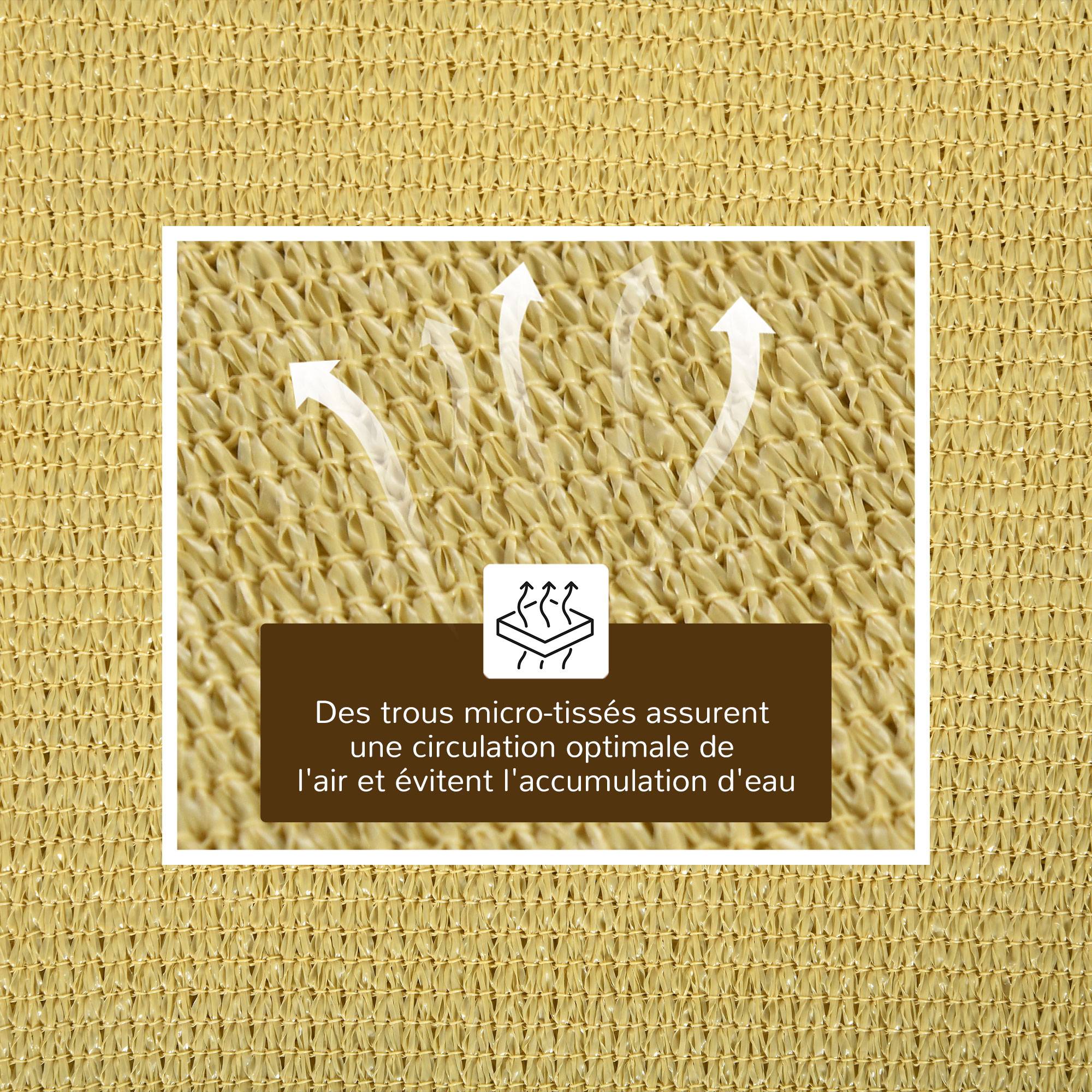 Voile d'ombrage - Voile solaire rectangulaire 6x4m HDPE beige fr585 - Image 6