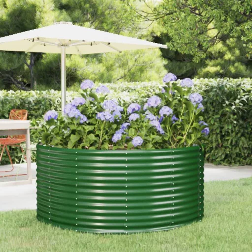 Jardinière surélevée | Pot de fleurs | Cache-pot | Bac à fleurs Vert 140 x 140 x 68 cm Acier galvanisé - Image 2