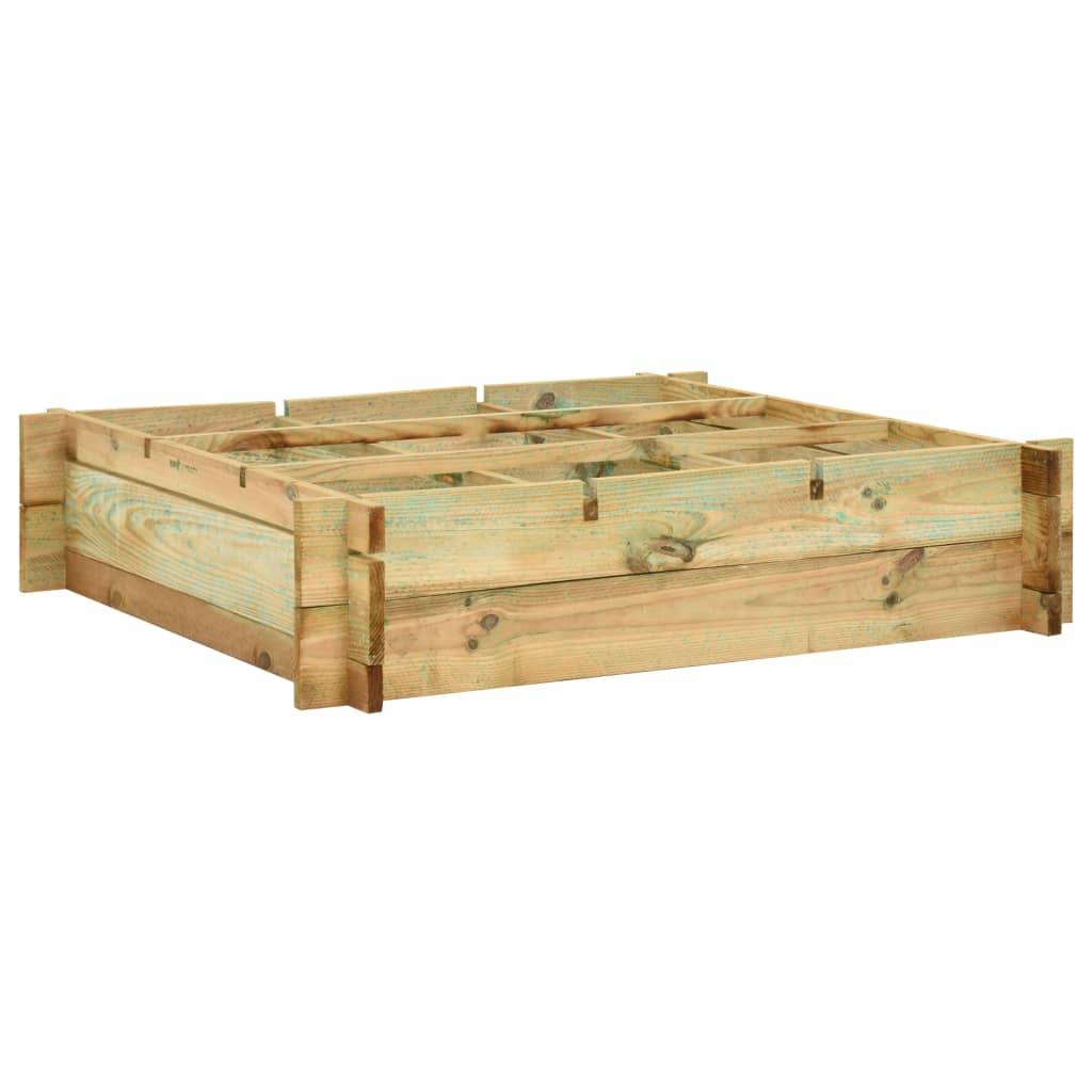 Jardinière lit surélevé plantes fleurs jardin 90 x 90 x 20 cm bois imprégné - Image 1