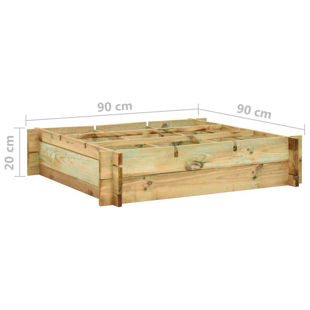 Jardinière lit surélevé plantes fleurs jardin 90 x 90 x 20 cm bois imprégné - Image 6