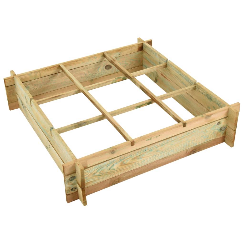 Jardinière lit surélevé plantes fleurs jardin 90 x 90 x 20 cm bois imprégné - Image 3