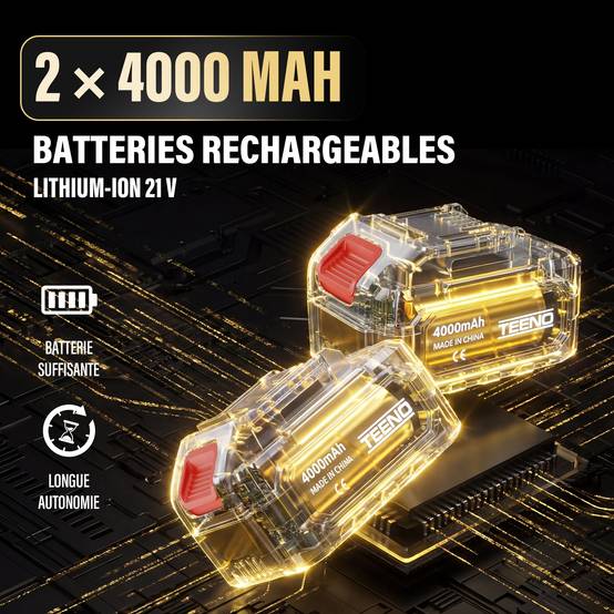 Teeno - Sécateur Électrique Avec Perche, 2-en-1 Secateur Electrique Sans Fil Télescopique, Portée Totale 4.3 m, Coupe 50 mm, 2 * 4,0Ah Batteries - Image 3
