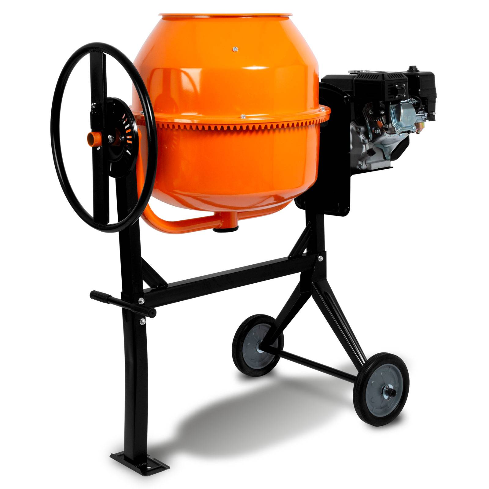 EBERTH - EBERTH 140L Bétonnière essence mobile, moteur 6,5 CV, 4 temps, châssis, tambour et couronne dentée en acier, volant blocable - Image 1