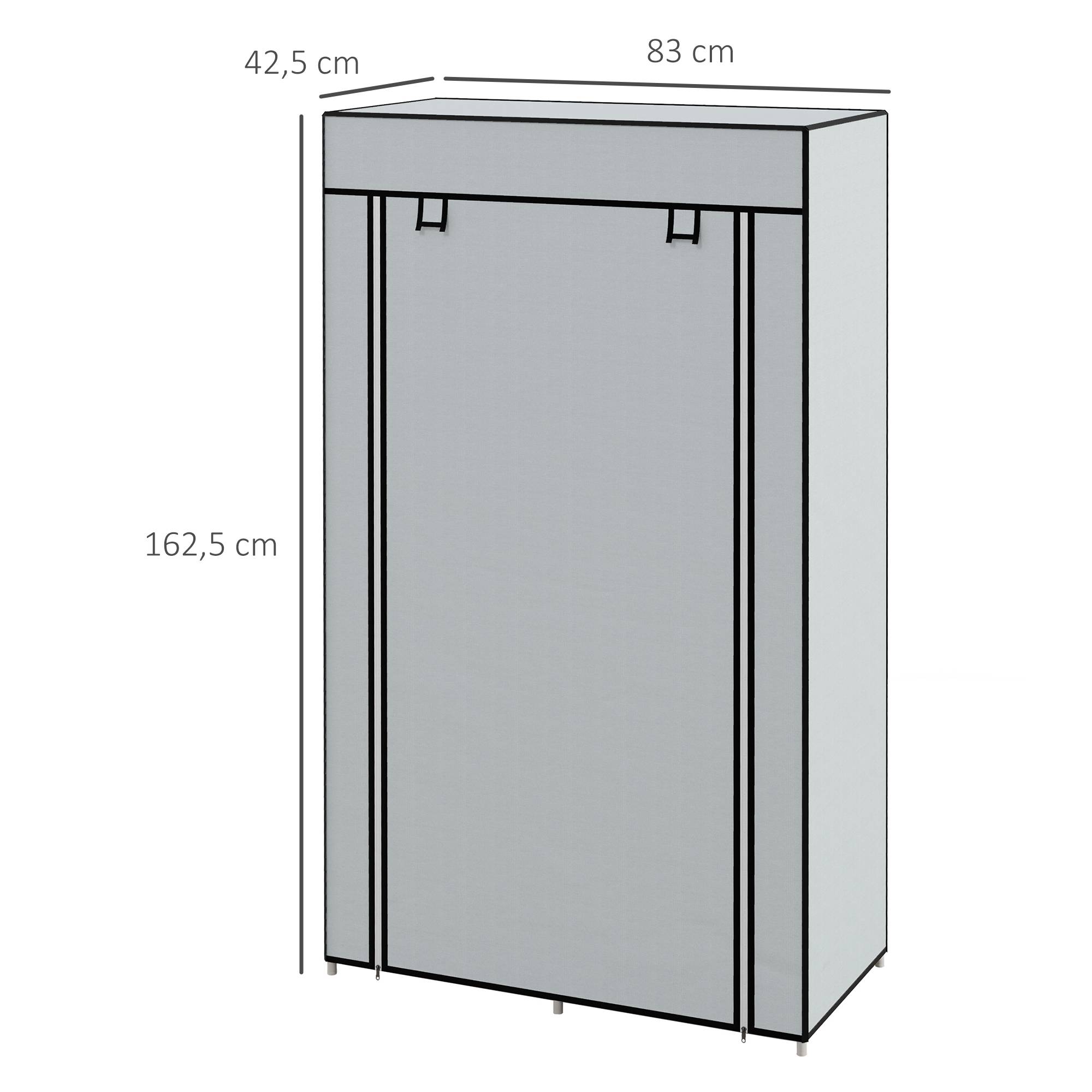 Sans Marque - Armoire en tissu avec 1 tringle et 2 tiroirs, 83 x 42,5 x 162,5 cm, grise - Image 5