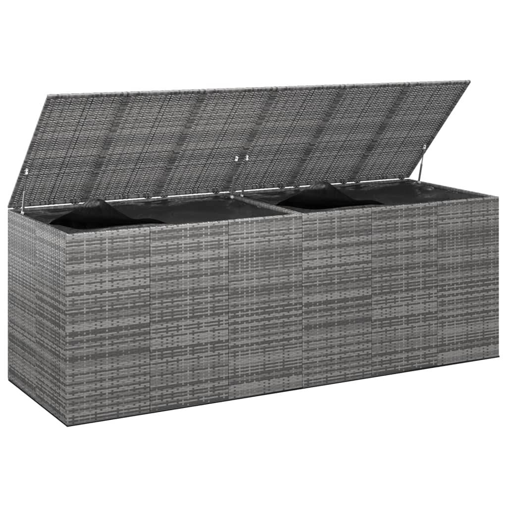 Boîte à coussins de jardin résine tressée 291 x 100,5 x 104 cm gris - Image 1