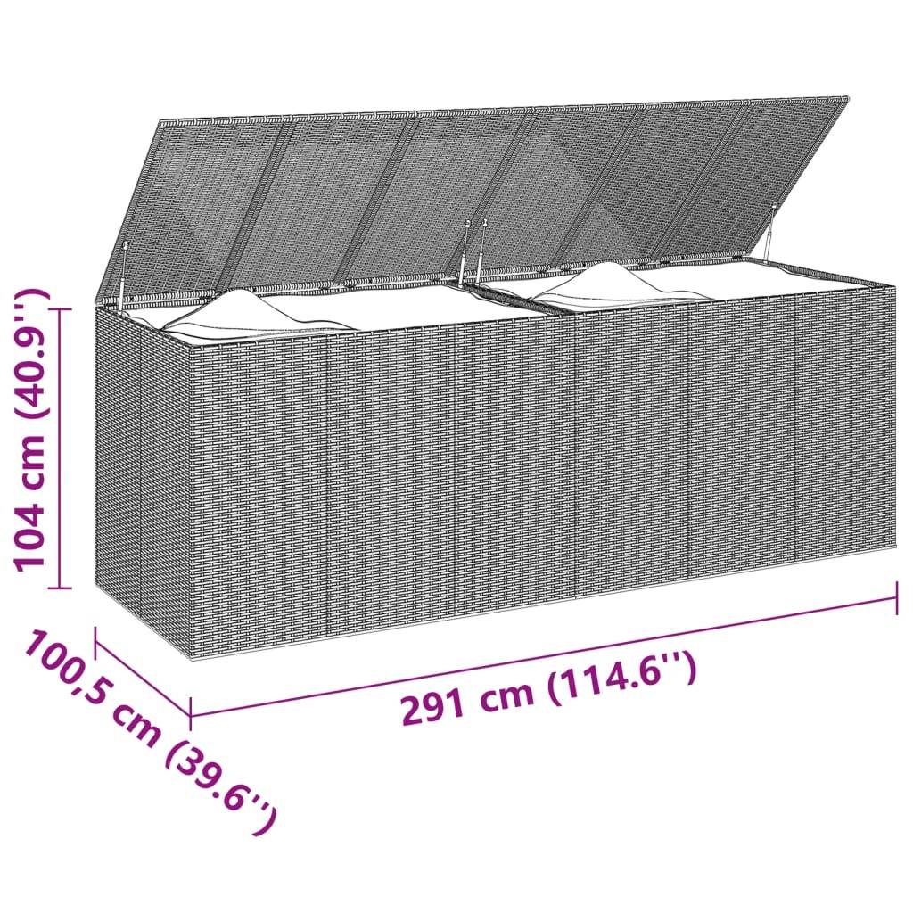 Boîte à coussins de jardin résine tressée 291 x 100,5 x 104 cm gris - Image 5