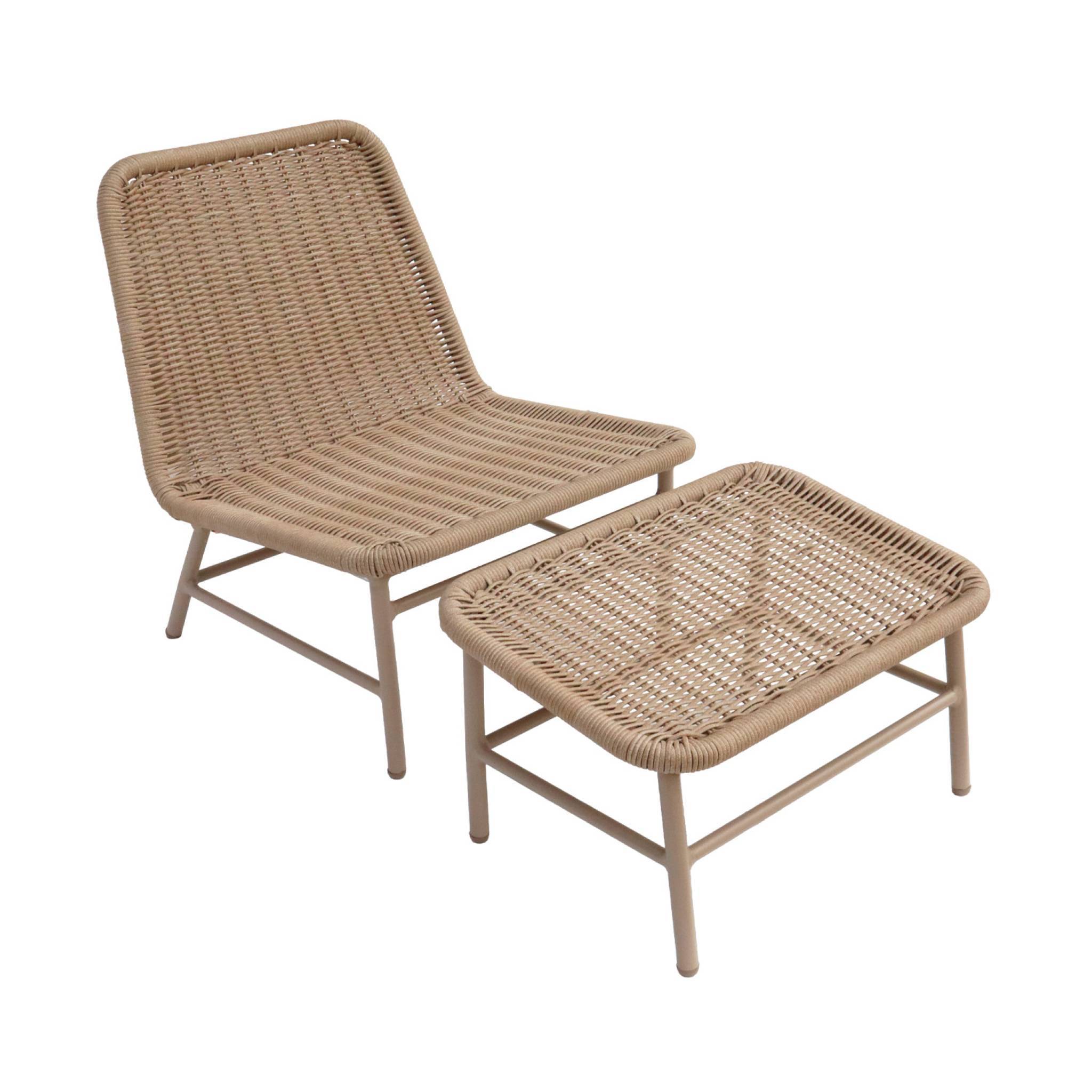 Fauteuil relax et repose pied aluminium et corde beige - Laguna | sweeek - Image 2