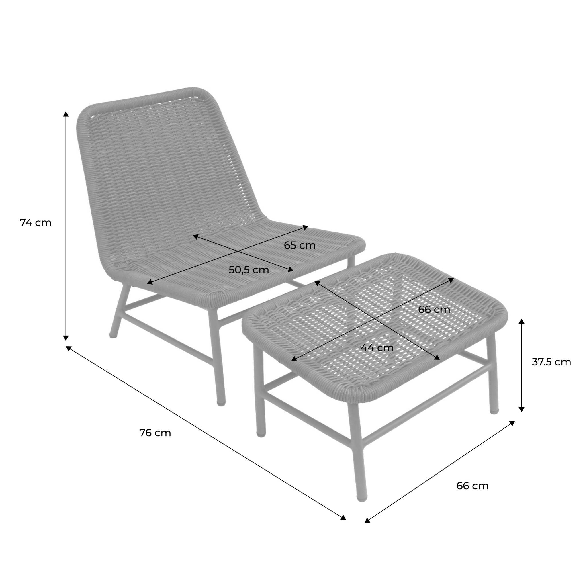 Fauteuil relax et repose pied aluminium et corde beige - Laguna | sweeek - Image 4