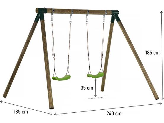 Portique Bois "eden" - Avec 2 Balançoires. -habitat Et Jardin - Image 3