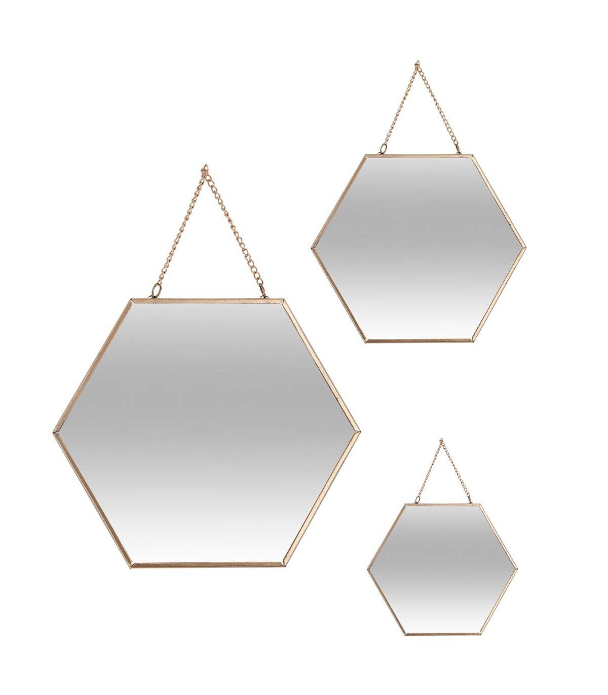 Lot de 3 Miroirs en métal doré - Image 1