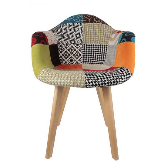 The Home Deco Factory - Fauteuil scandinave patchwork pieds bois - Image 6