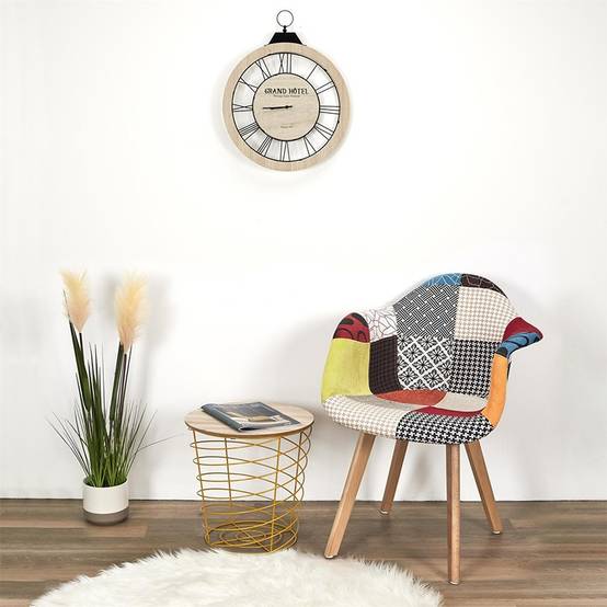 The Home Deco Factory - Fauteuil scandinave patchwork pieds bois - Image 3