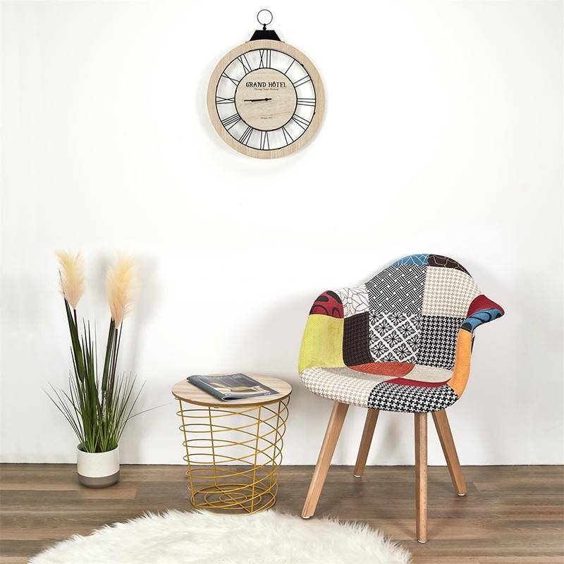 The Home Deco Factory - Fauteuil scandinave patchwork pieds bois - Image 3