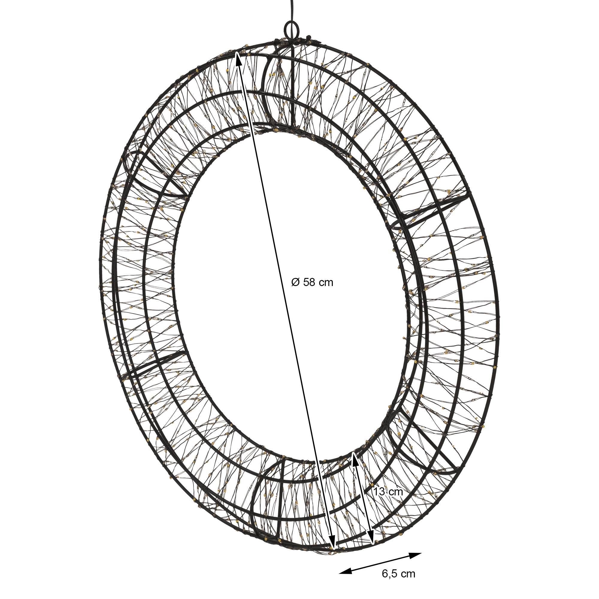 Ecd-Germany - Couronne de Noël lumineuse LED Ø 58 cm décoration suspendue, anneau lumineux en métal, 840 LED blanc chaud, minuterie, íntérieur et extérieur, IP44 - Image 7