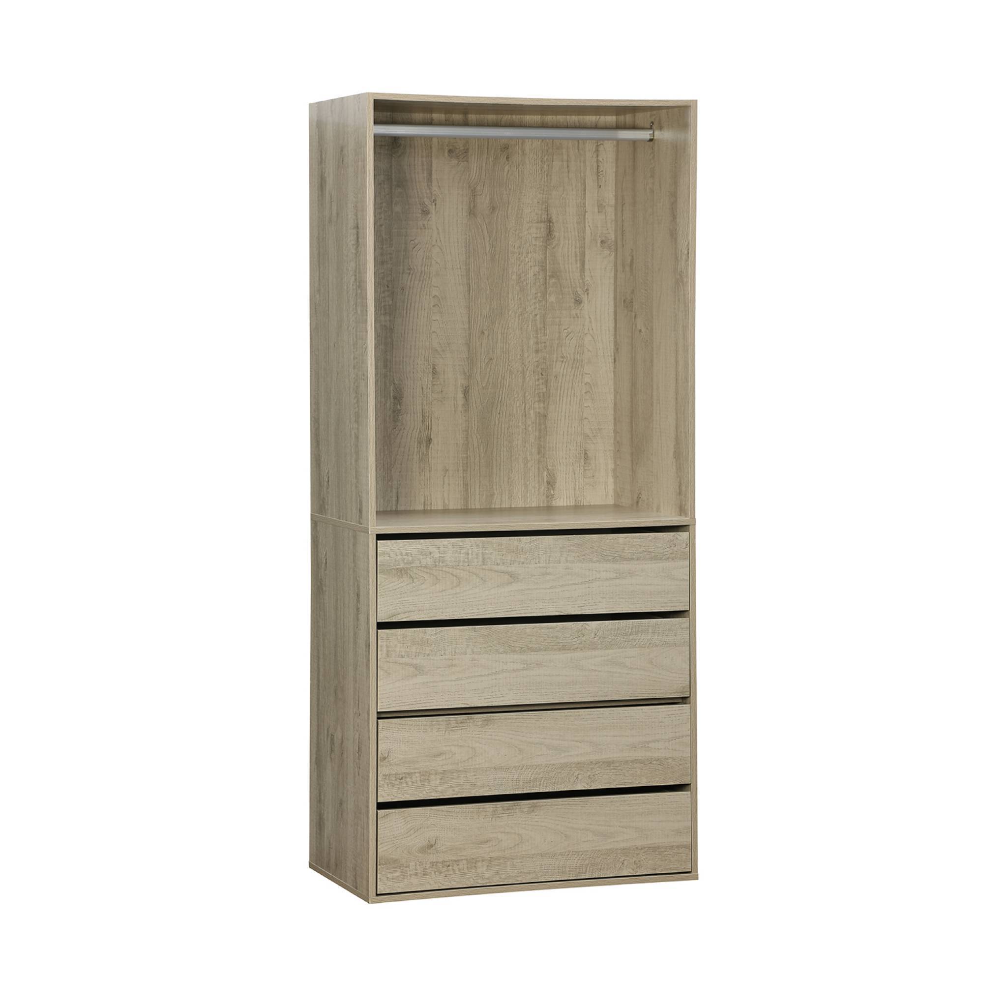 Module dressing avec 4 tiroirs et 1 penderie naturel. panneaux stratifiés | sweeek - Image 2