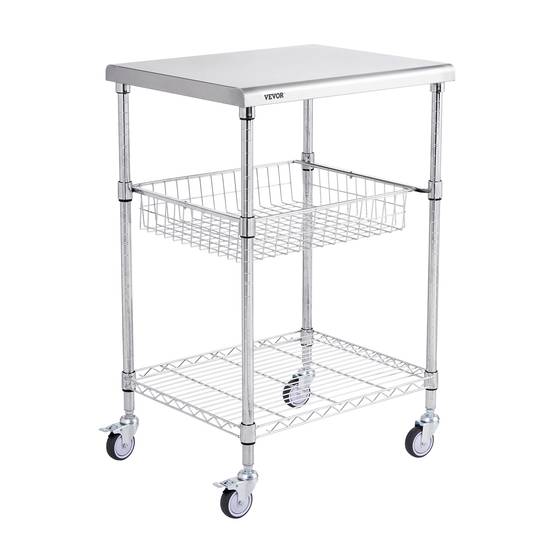VEVOR Chariot de Rangement Desserte 3 Niveaux Cuisine 61x50,8x67,6 cm 213,2 kg - Image 1