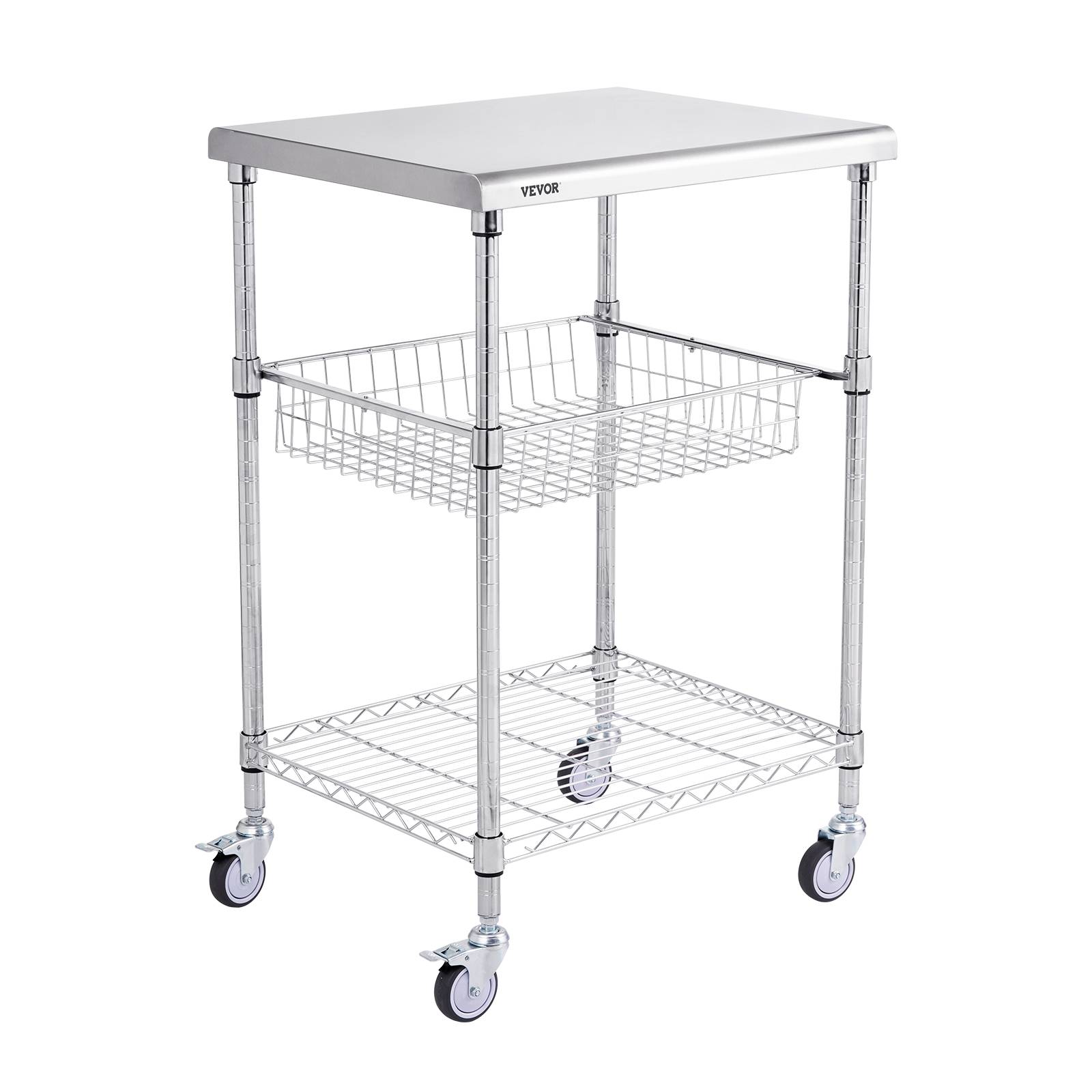 VEVOR Chariot de Rangement Desserte 3 Niveaux Cuisine 61x50,8x67,6 cm 213,2 kg - Image 1