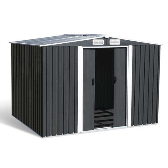 IDMARKET - Abri de jardin 5,3 M² gris en acier galvanisé avec base - Image 2