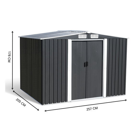 IDMARKET - Abri de jardin 5,3 M² gris en acier galvanisé avec base - Image 5