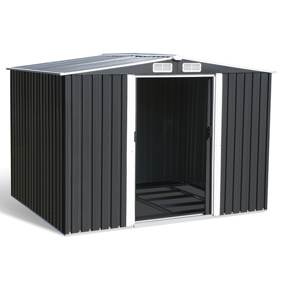 IDMARKET - Abri de jardin 5,3 M² gris en acier galvanisé avec base - Image 8