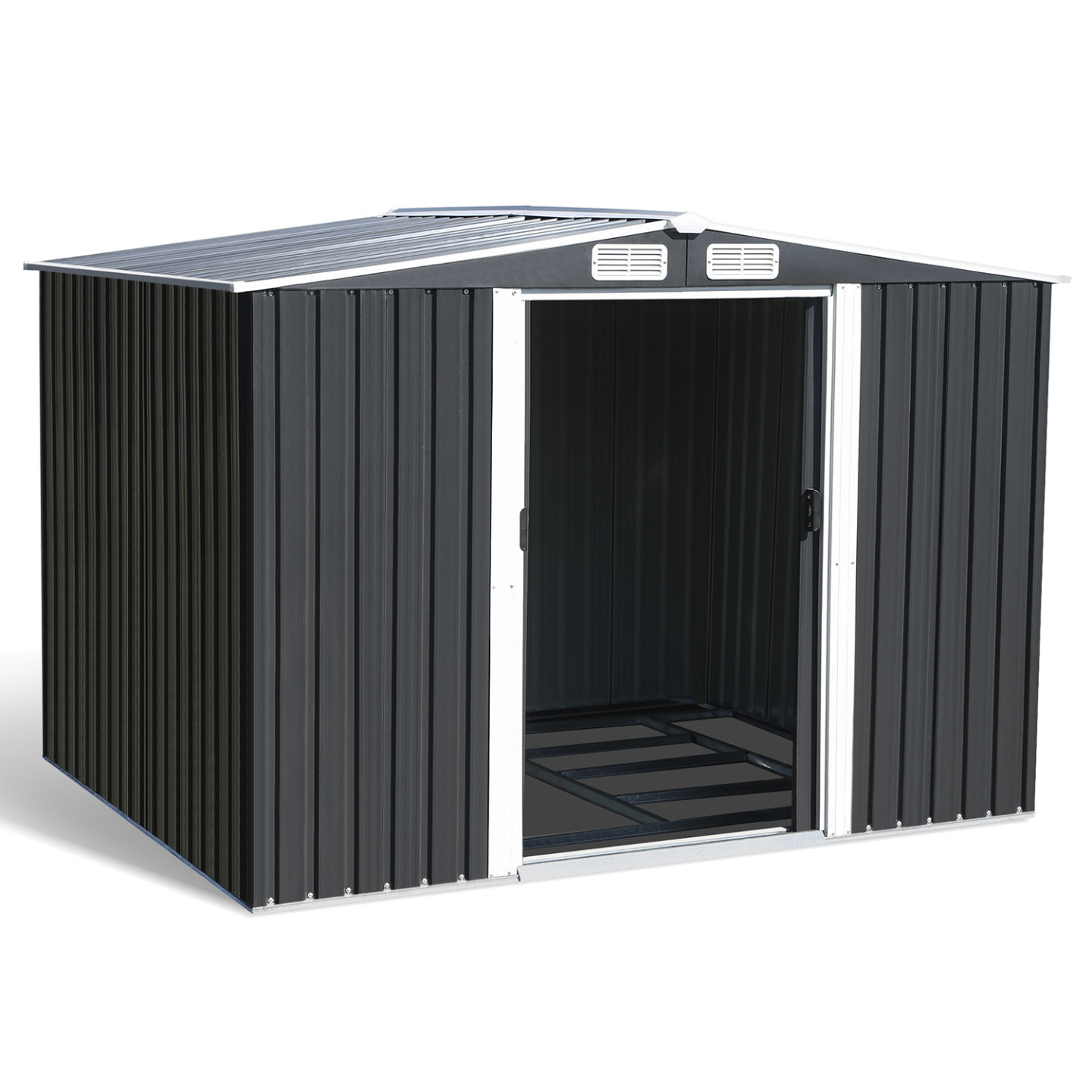 IDMARKET - Abri de jardin 5,3 M² gris en acier galvanisé avec base - Image 8