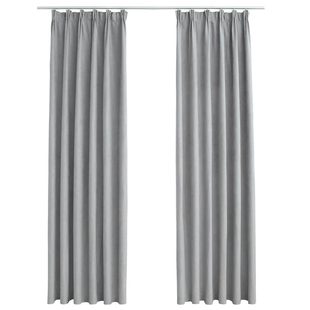 Rideaux occultants - Panneaux de rideau avec crochets 2 pcs Gris 140x245 cm - Image 1