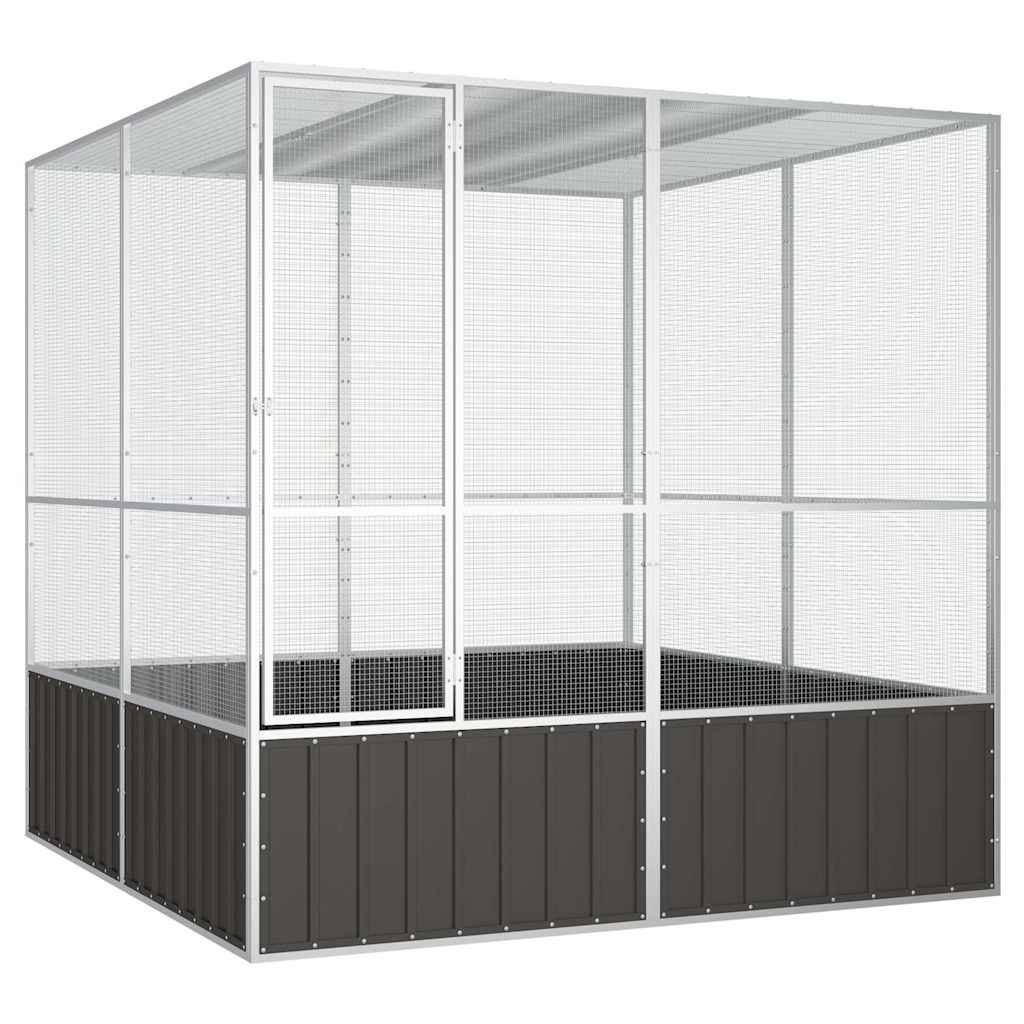 Volière Jardin Acier Galvanisé Spacieuse Sécurité Anthracite 213,5x217,5cm - ComfortXL Outdoor Living - Image 1