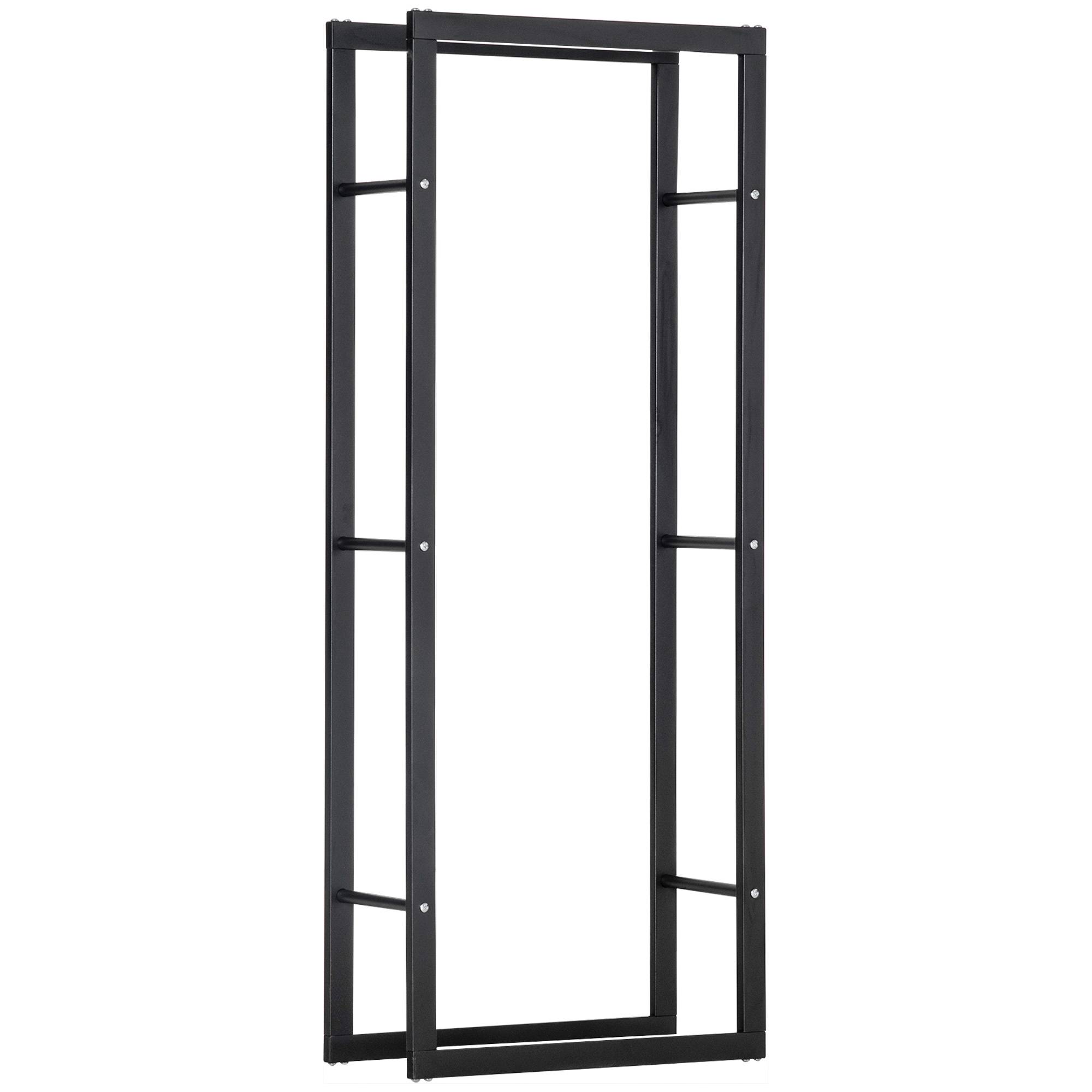 ComfortXL - Porte-bûches acier noir 40 x 25 x 100 cm grande capacité pour cheminée intérieur extérieur charge 98 kg - Image 10