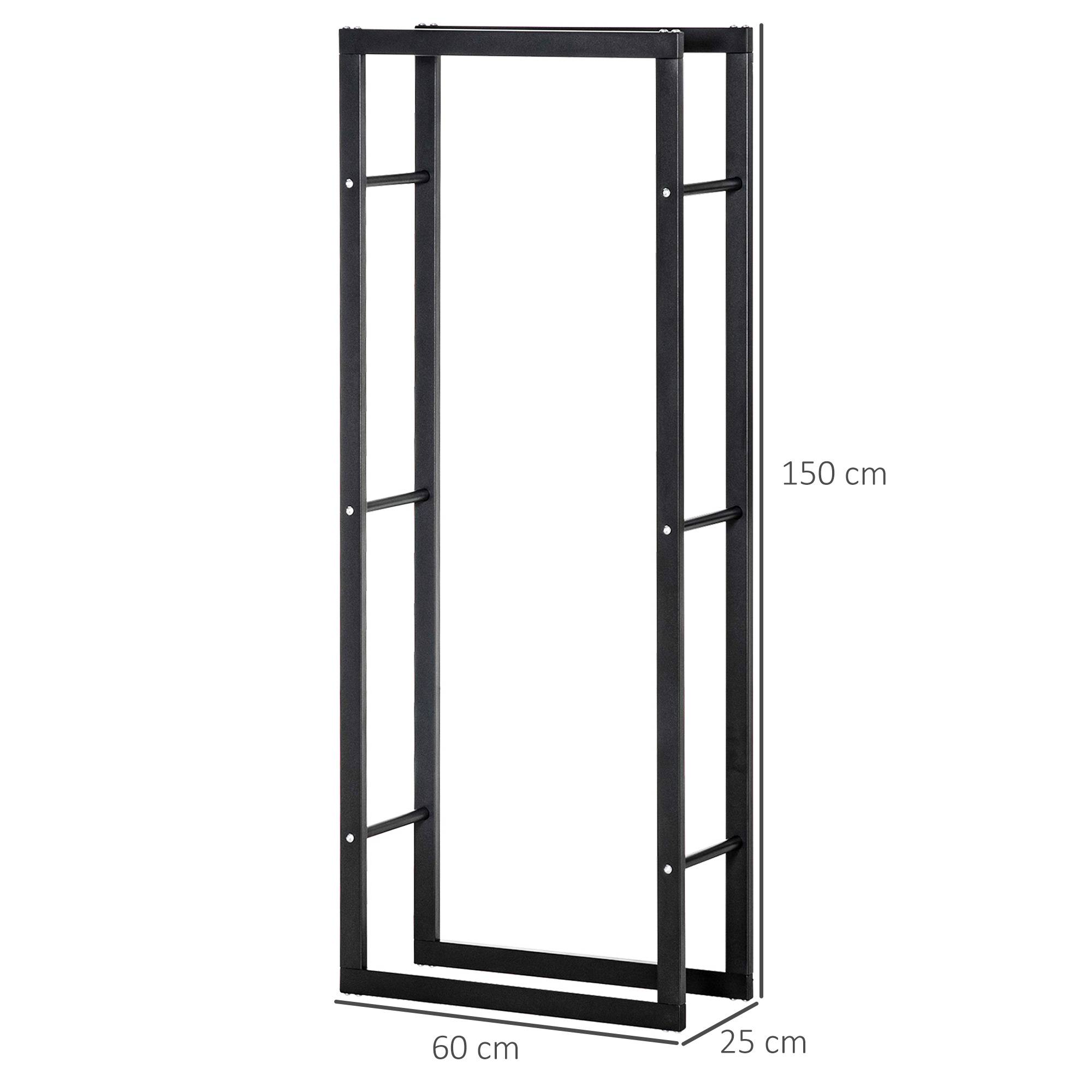 ComfortXL - Porte-bûches acier noir 40 x 25 x 100 cm grande capacité pour cheminée intérieur extérieur charge 98 kg - Image 3