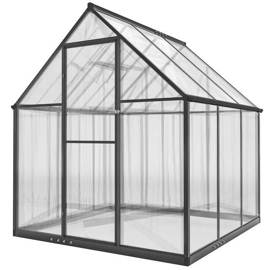 Serre Jardin Polycarbonate Plantes Porte Battante Fenêtre Réglable 178x168x195cm Transparent - ComfortXL Outdoor Living - Image 2