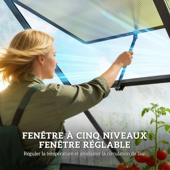 Serre Jardin Polycarbonate Plantes Porte Battante Fenêtre Réglable 178x168x195cm Transparent - ComfortXL Outdoor Living - Image 10
