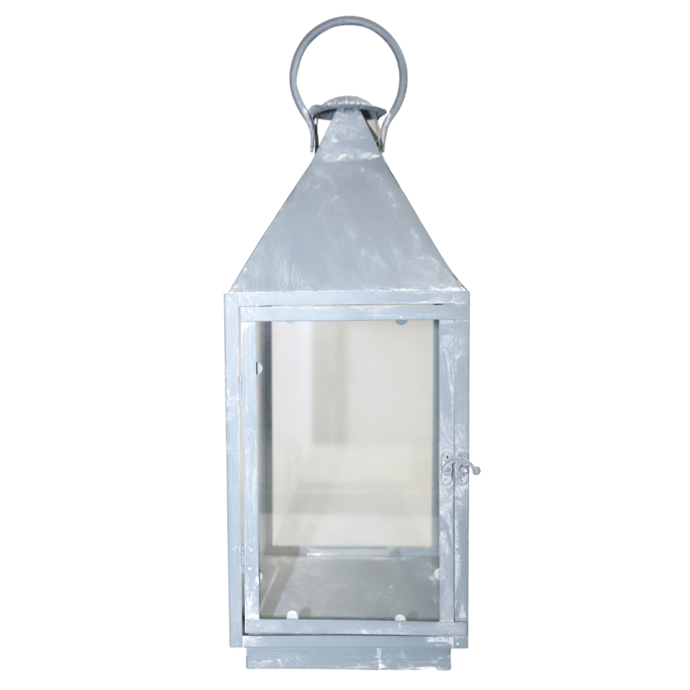 Lanterne extérieure jardin à poser bougie ancienne métal gris 52cm Chemin de campagne - Image 1