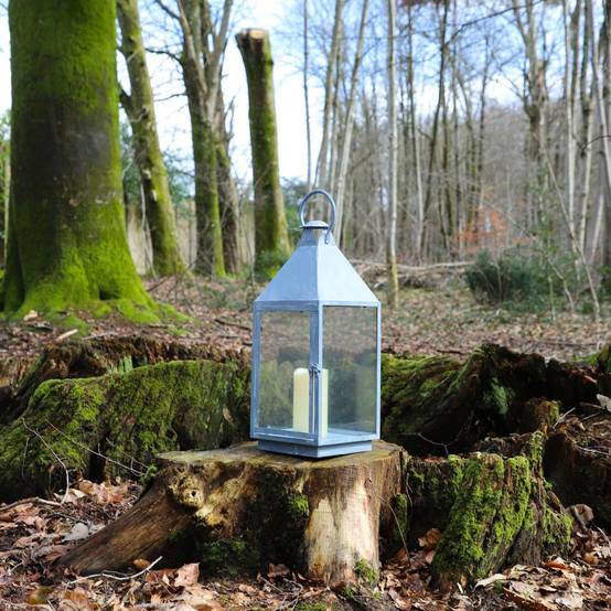 Lanterne extérieure jardin à poser bougie ancienne métal gris 52cm Chemin de campagne - Image 2