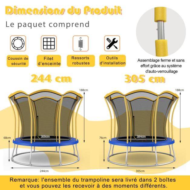 Helloshop26 - Trampoline pour enfants diamètre 305 cm en forme de fleur avec filet de protection coussin de sécurité et cadre en métal galvanisé - Image 4