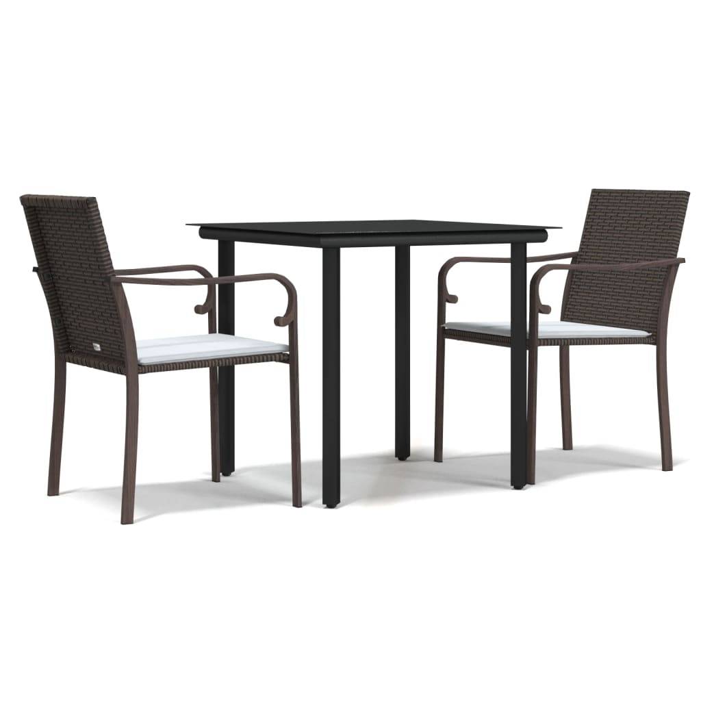 ComfortXL - Set bistrot de jardin 2 personnes résine tressée table verre balcon Marron – ComfortXL Outdoor Living - Image 2