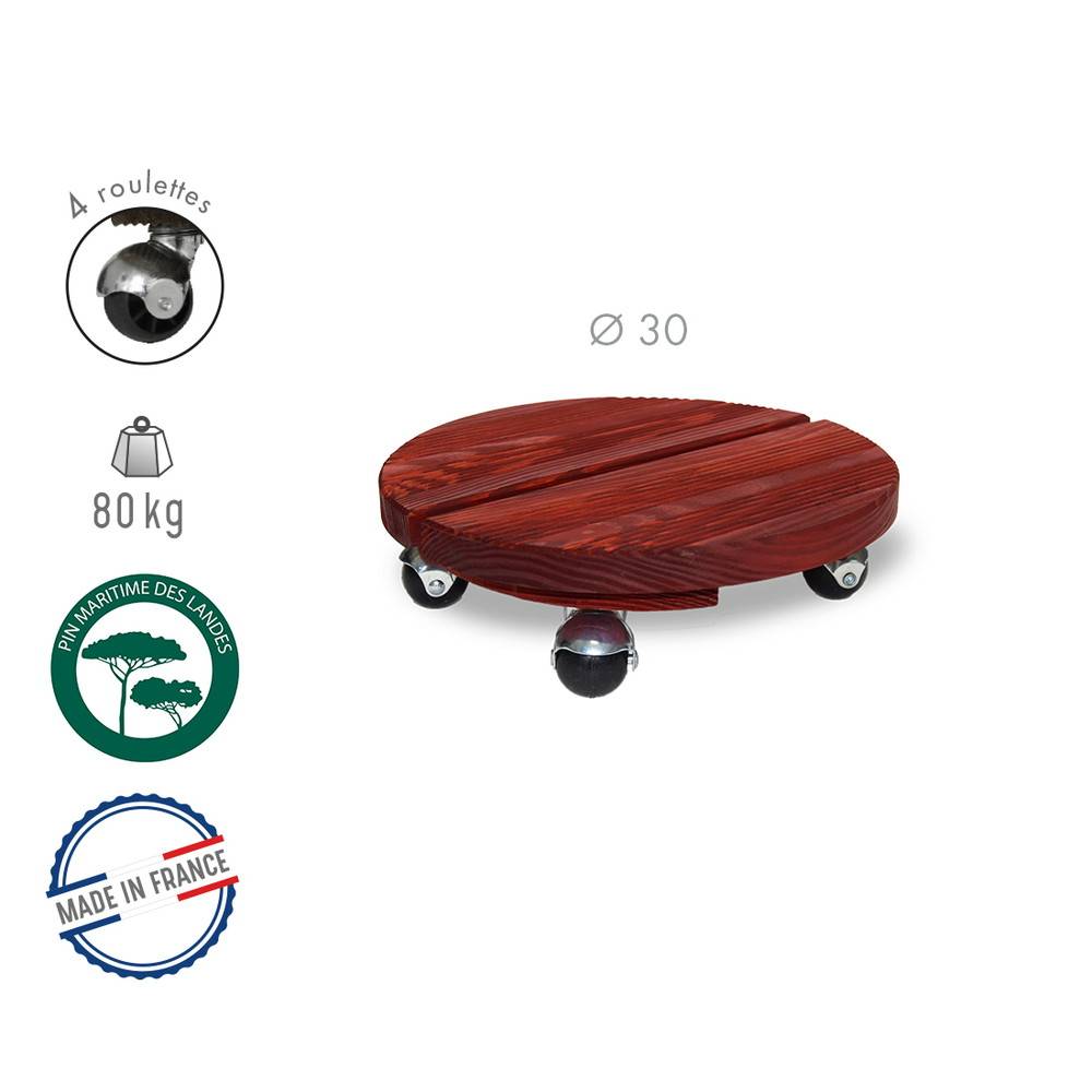 Louis Moulin - Roule plante BOIS rond rouge - 30 cm - Bois Louis Moulin - Image 2