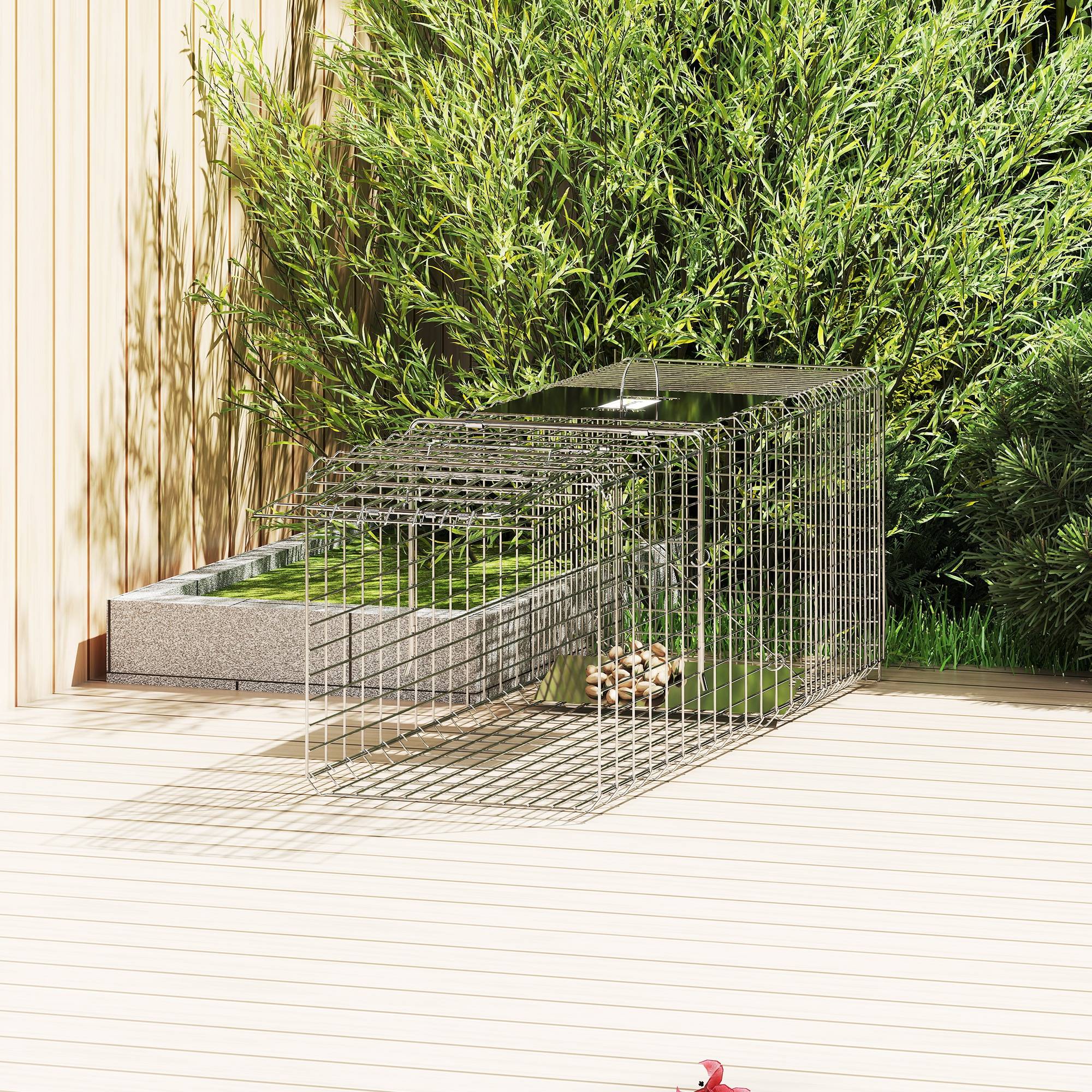 Cage piège pour rats, souris et ragondins pliable en acier, 93x31x34,5 cm, argentée - Image 4
