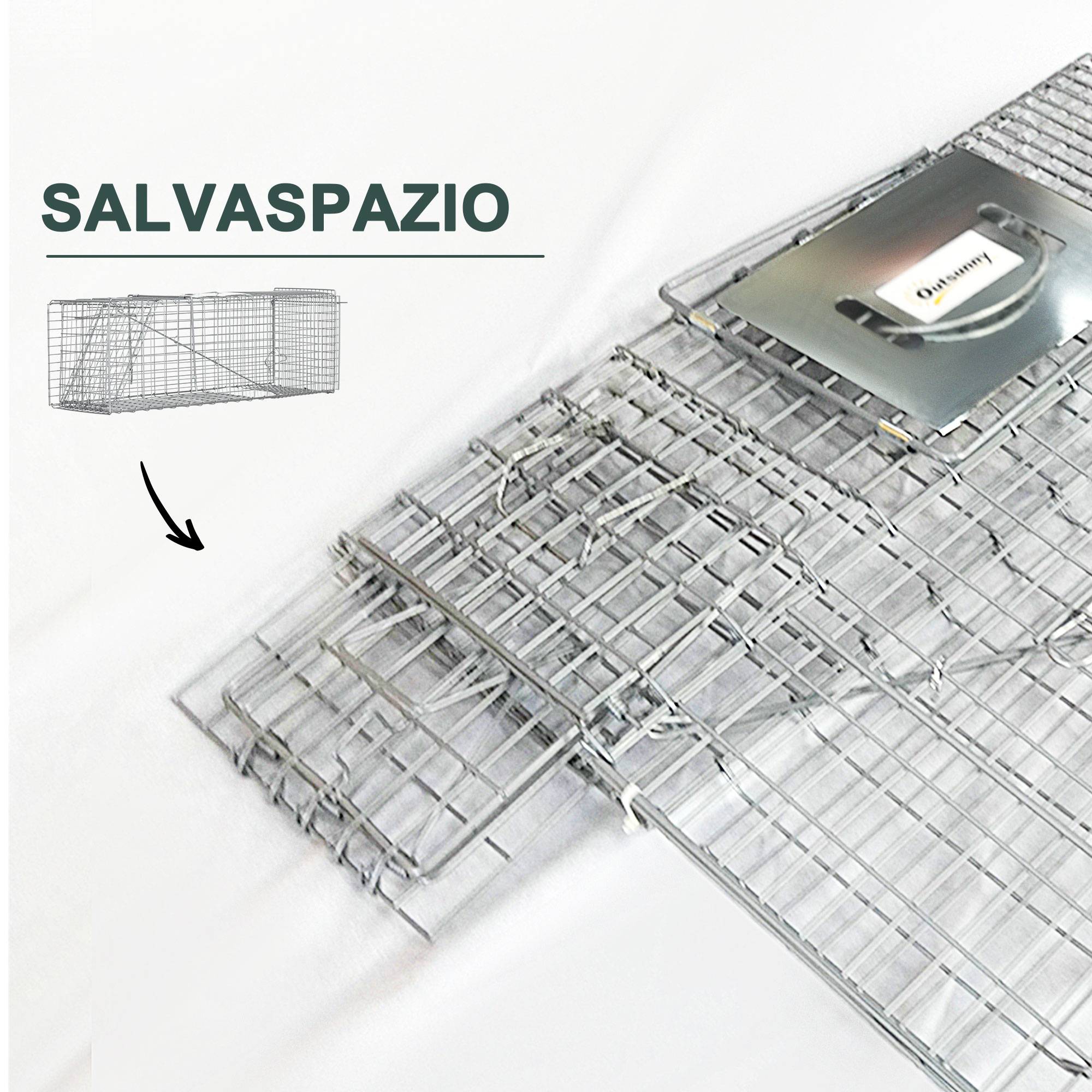 Cage piège pour rats, souris et ragondins pliable en acier, 93x31x34,5 cm, argentée - Image 9