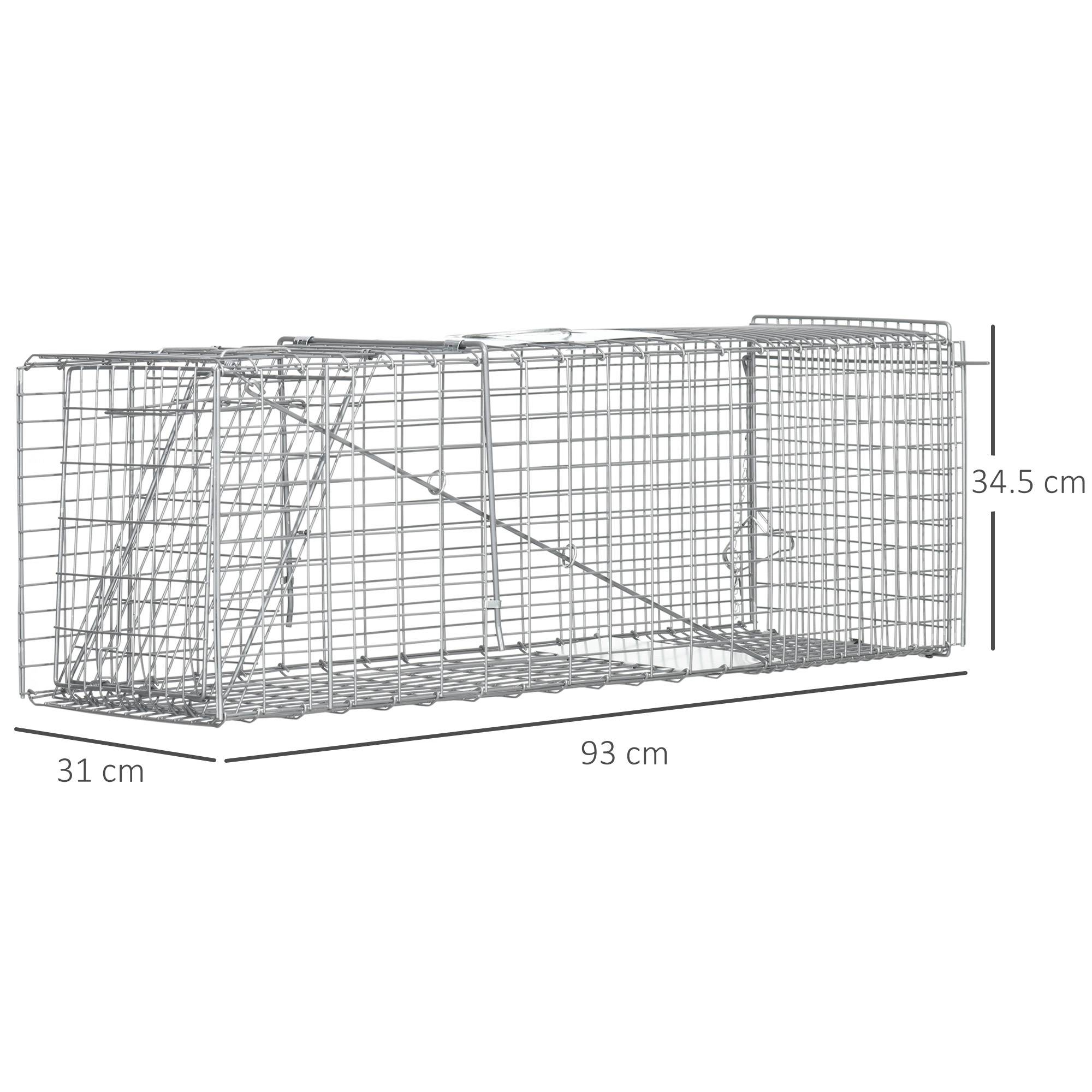 Cage piège pour rats, souris et ragondins pliable en acier, 93x31x34,5 cm, argentée - Image 5