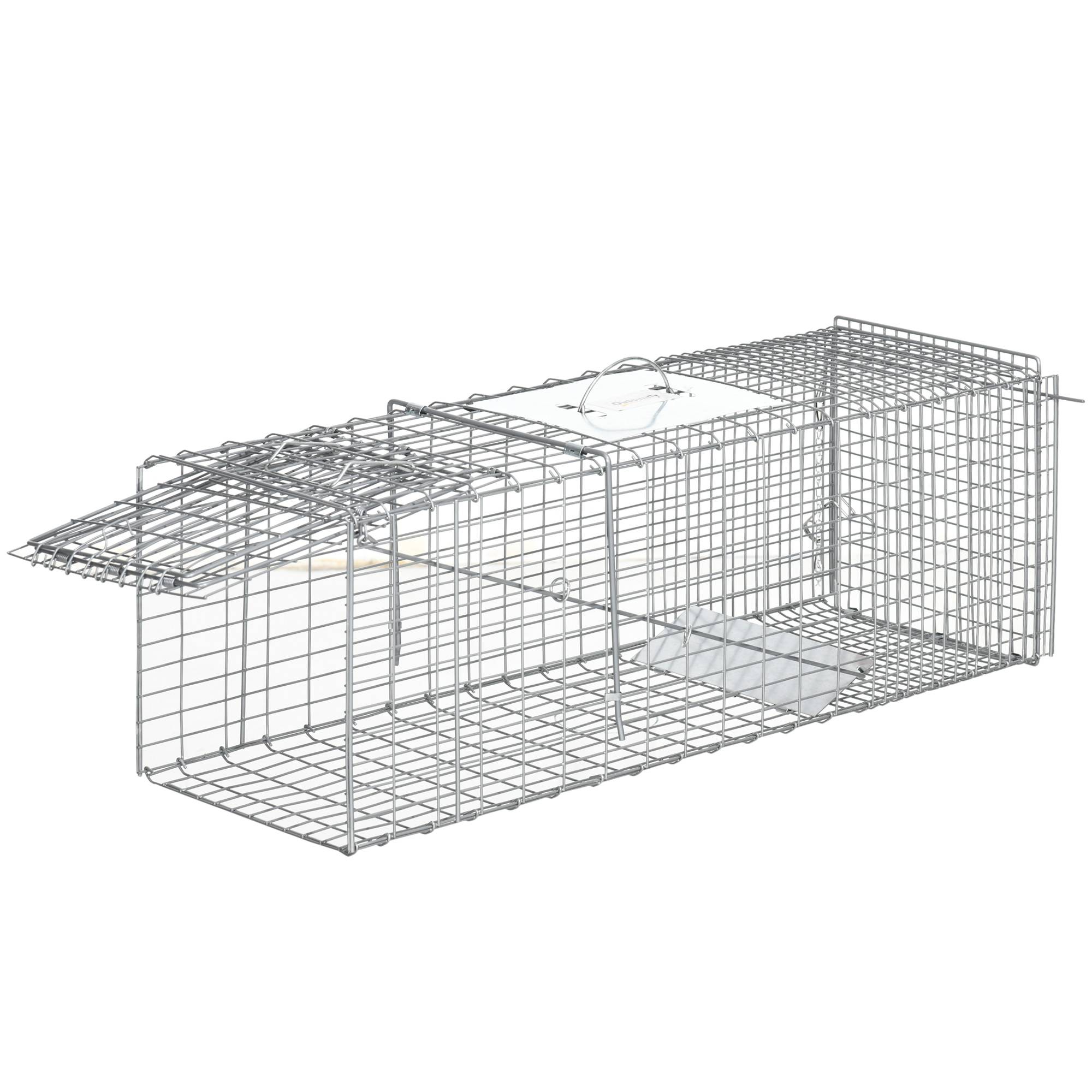 Cage piège pour rats, souris et ragondins pliable en acier, 93x31x34,5 cm, argentée - Image 2