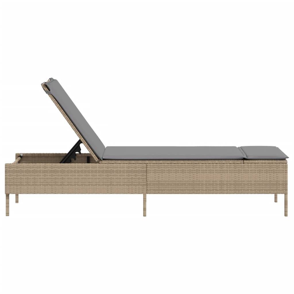 Maison Chic - Bain de soleil - Transat - Chaise longue avec coussin beige résine tressée - MEUBLE PRO-JU6596 - Image 5