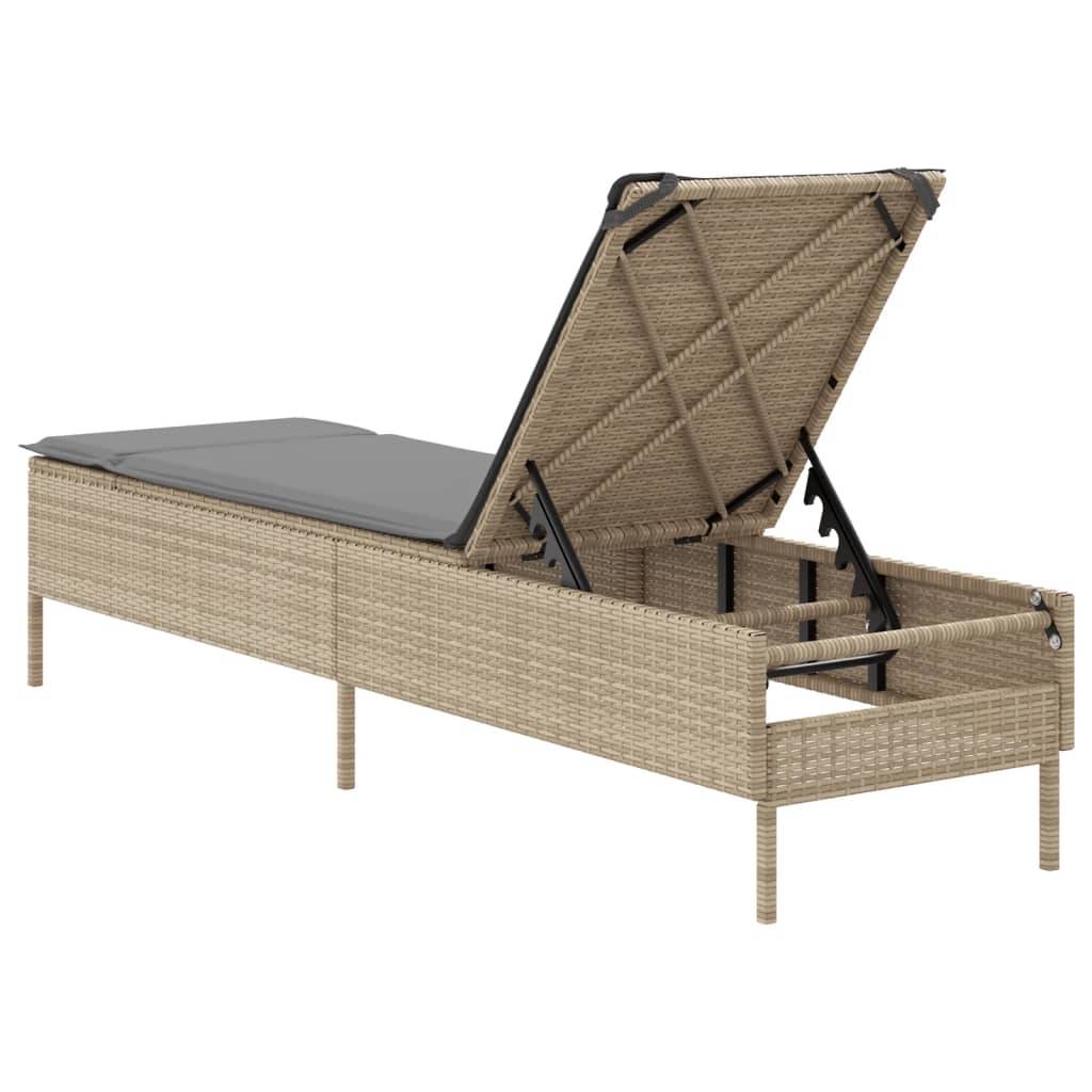 Maison Chic - Bain de soleil - Transat - Chaise longue avec coussin beige résine tressée - MEUBLE PRO-JU6596 - Image 6
