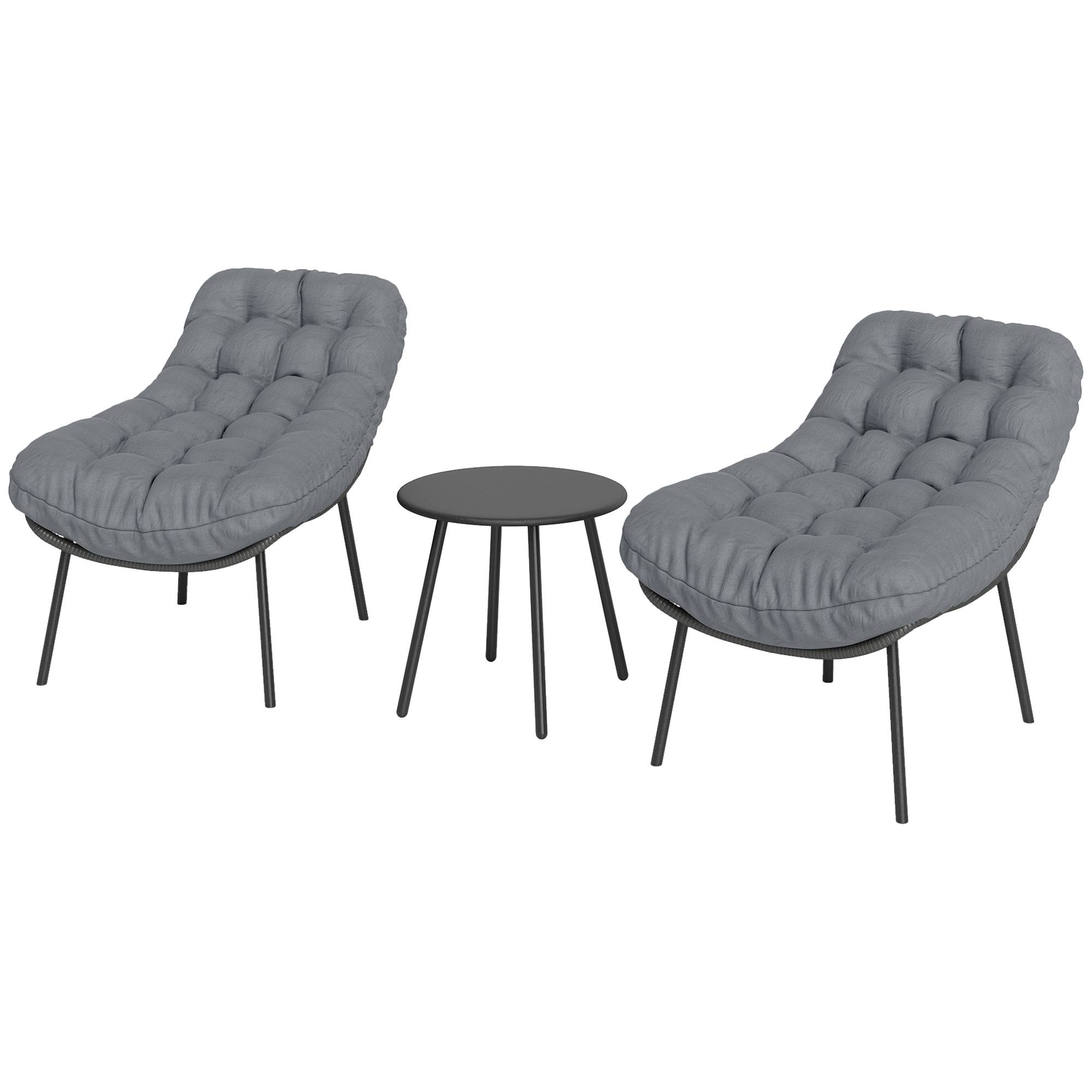 ComfortXL - Salon de jardin 2 personnes résine tressée pour balcon Coussins ultra-épais 15cm Gris - ComfortXL Outdoor Living - Image 2