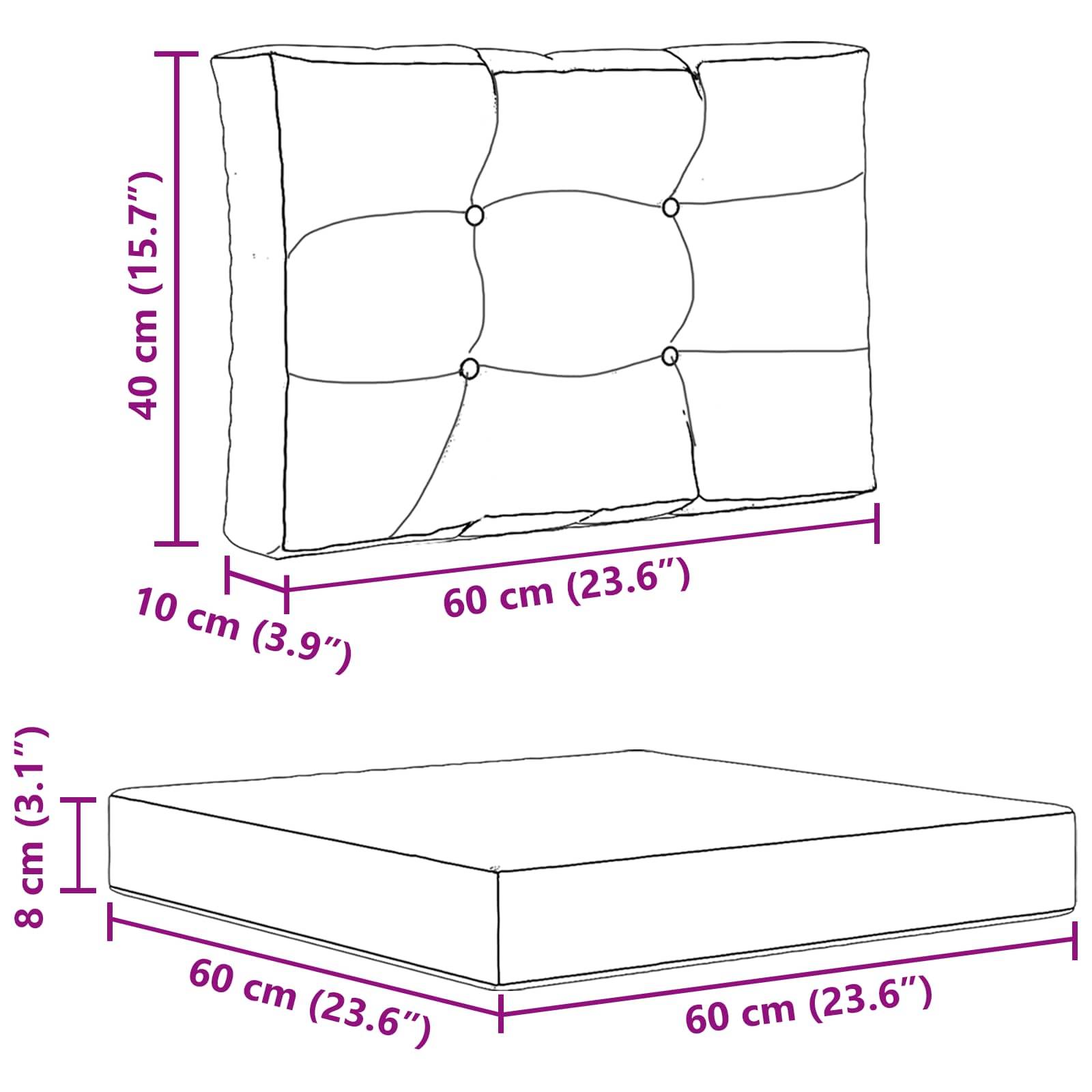 Lot de 3 coussins de canapé polyester crème 60 x 60 x 8 cm, poids:3.74kg - PANGIVO - Image 8